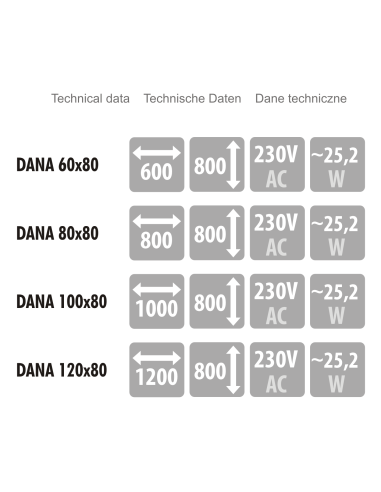 Keturkampis veidrodis DANA su LED...