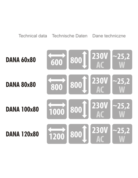 Keturkampis veidrodis DANA su LED apšvietimu