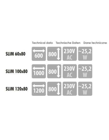 Keturkampis veidrodis SLIM su LED apšvietimu