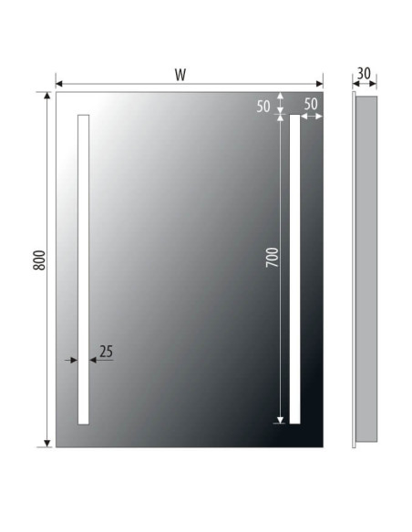 Keturkampis veidrodis CLASSIC su LED apšvietimu