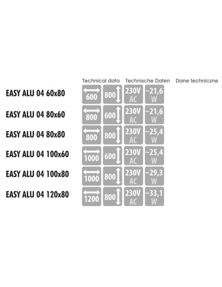 Keturkampis veidrodis EASY ALU 04 su LED apšvietimu