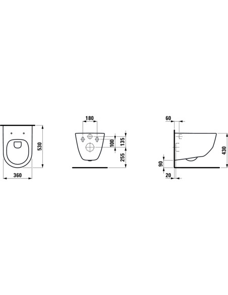 Pakabinamo WC komplektas - Tece 4in1 rėmas + unitazas Laufen Pro New Rimless su SoftClose plonu dangčiu