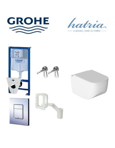 Grohe Rapid SL WC potinkinio rėmo komplektas (5in1) + unitazas Hatria NEXT PURE RIM RIMLESS