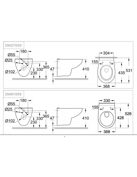 Pakabinamas unitazas Grohe GROHE BauCeramic Rimless