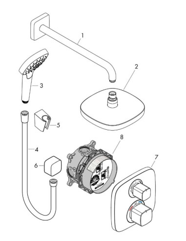 Potinkinis termostatinis dušo komplektas Hansgrohe Croma Select E (187), su p.d.