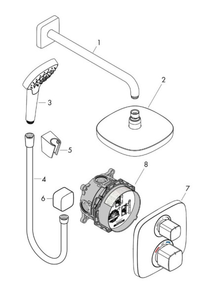 Potinkinis termostatinis dušo komplektas Hansgrohe Croma Select E (187), su p.d.