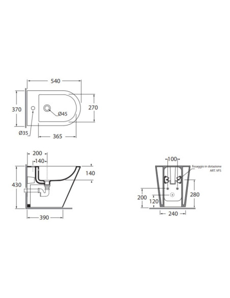 Pristatoma prie sienos bide FORMA EasyClean 540x370x430