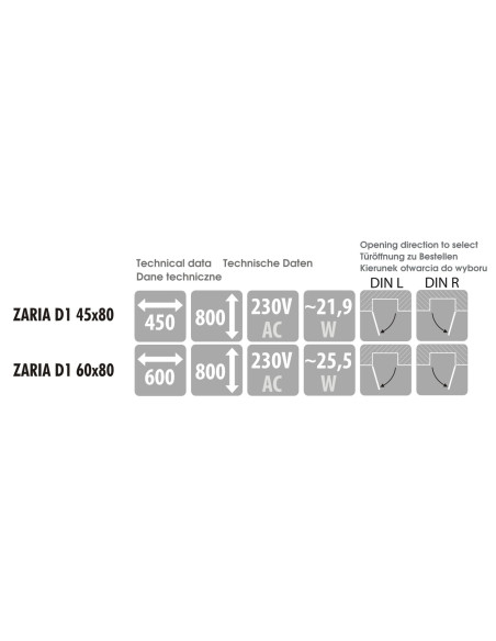ZARIA D1 su spintele, LED apšvietimu