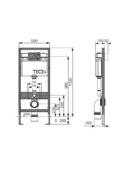 Pakabinamo WC komplektas - Tece 4in1 rėmas
