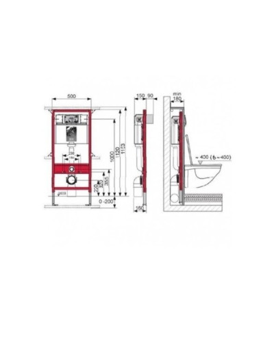 Pakabinamo WC komplektas - Tece 4in1 rėmas + unitazas Azzurra Build su SoftClose dangčiu