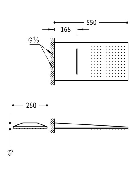 Potinkinė dušo galva WALL 550x280