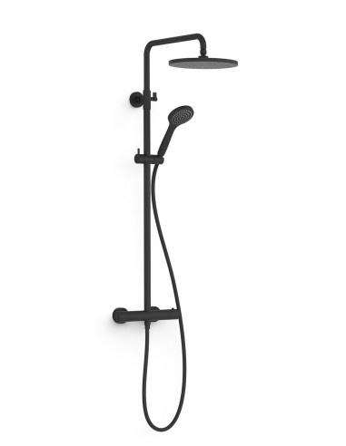Termostatinė dušo sistema ELEGANCE BLACK 250 su rankiniu dušu R100 juoda matinė