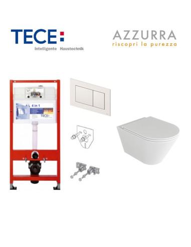 Pakabinamo WC komplektas - Tece 4in1 rėmas + unitazas Azzurra Forma EasyClean su SoftClose Quick Release dangčiu