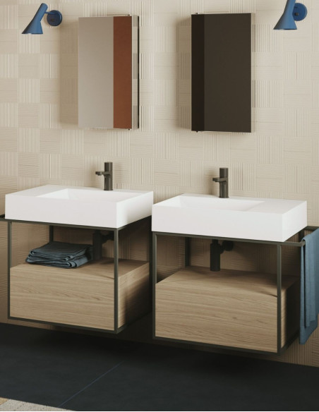 Praustuvas Azzurra Elegance Squared 1220x460 su anga maišytuvui, dubuo dešinėje