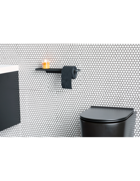 Tualetinio popieriaus laikiklis su lentynėle Brabantia Mindset - juoda