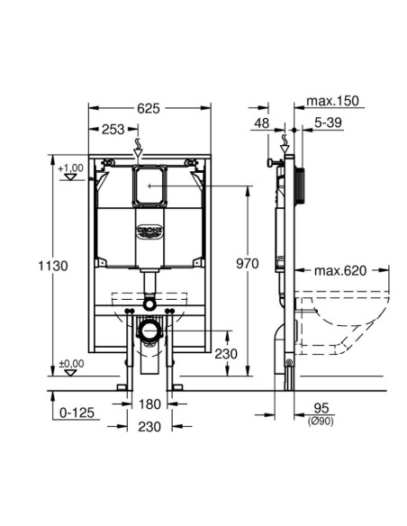 Grohe Rapid SL Element potinkinis rėmas 80 mm