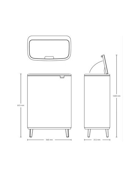 Brabantia Šiukšlių dėžė BO Touch HI 60L su kojelėmis