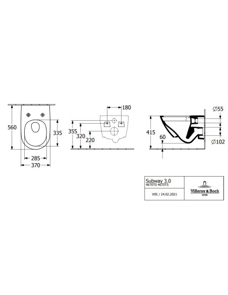 Pakabinamas unitazas Villeroy&Boch Subway 3.0 su dangčiu Softclose ir TWIST-FLUSH nuleidimu