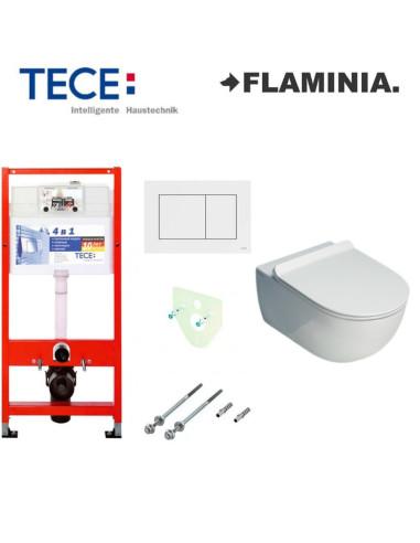 Pakabinamo WC komplektas - Tece 4in1 rėmas + unitazas Flaminia App Go Silent su SoftClose dangčiu