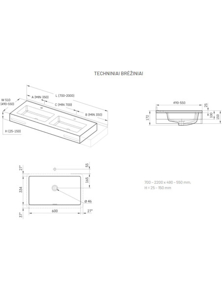 Nestandartinis praustuvas Opus Grande Silkstone