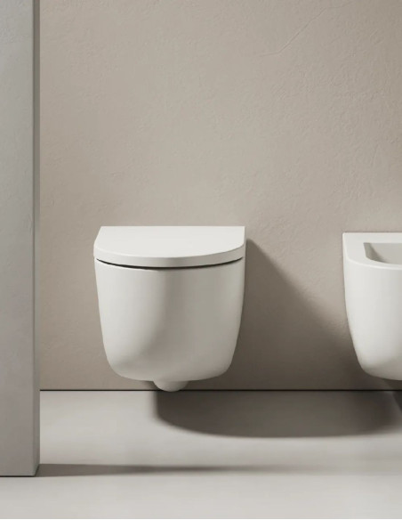 Pakabinamas unitazas Hatria FUTURA Rimless PURE VORTEX su plonu soft close dangčiu