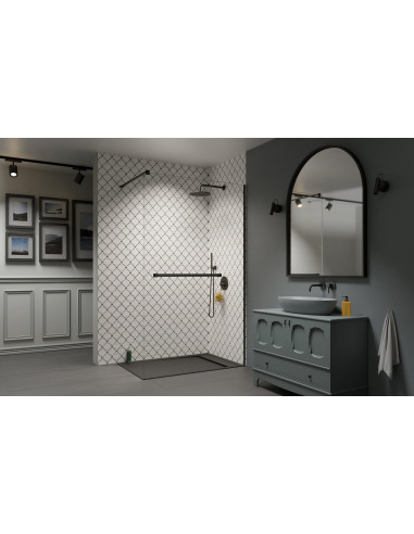 Radaway  Modo New Brushed GunMetal II nejudanti dušo sienelė su pakaba