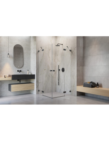 Kampinė dušo kabina Essenza Pro Brushed GunMetal KDD