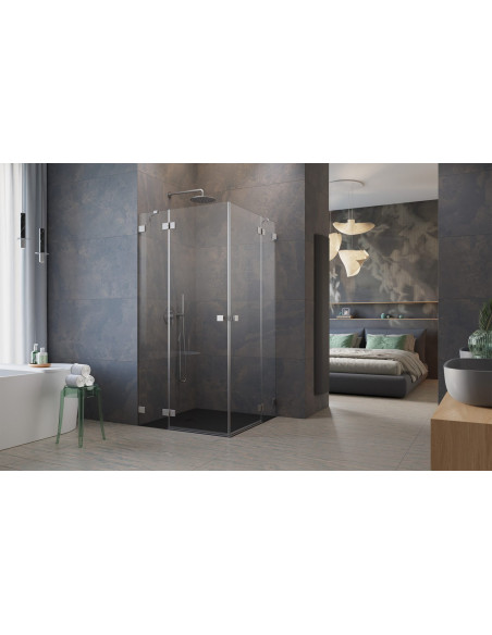 Kampinė dušo kabina Essenza Pro Brushed Nickel KDD