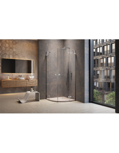 Pusapvalė dušo kabina Essenza Pro Brushed Nickel PDD