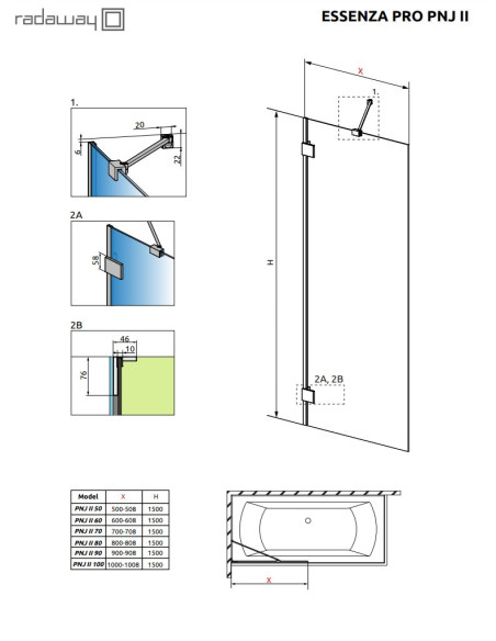 Radaway Essenza Pro Brushed Nickel PNJ II vonios sienelė