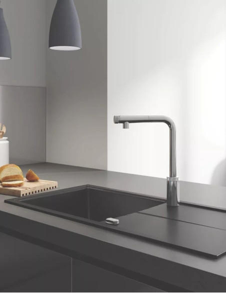 Plautuvės maišytuvas Grohe Minta Smartcontrol su ištraukiamu dušeliu, nerūdijantis plienas