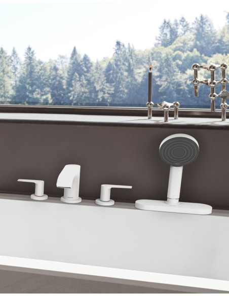 Vonios maišytuvas Hansgrohe Vivenis keturių dalių montuojamas ant vonios krašto, baltas matinis