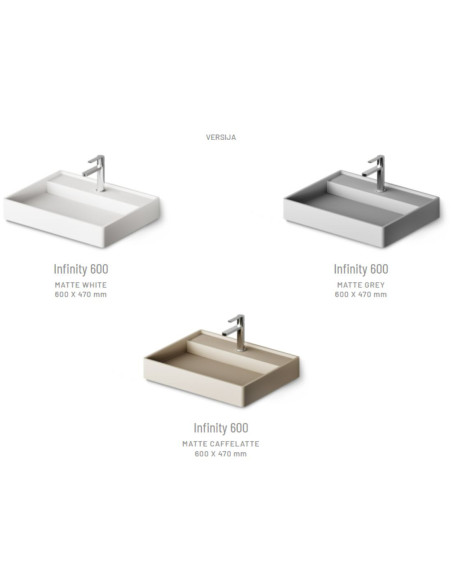 PAA INFINITY 600 SilkStone praustuvas 600×470x95
