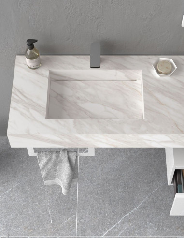 Salgar COMPAKT dvygubas praustuvas su stalviršiu WHITE MARBLE