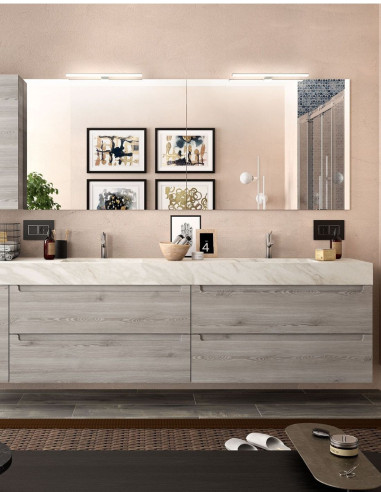 Salgar COMPAKT dvygubas praustuvas su stalviršiu WHITE MARBLE
