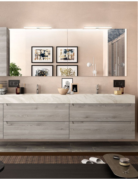 Salgar COMPAKT dvygubas praustuvas su stalviršiu WHITE MARBLE