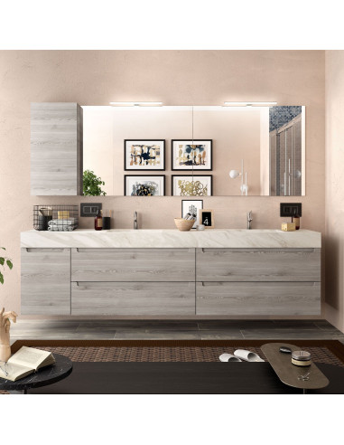 Salgar COMPAKT dvygubas praustuvas su stalviršiu WHITE MARBLE