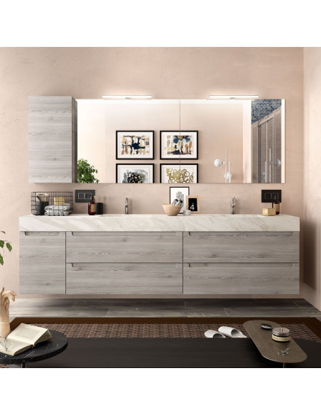 Salgar COMPAKT dvygubas praustuvas su stalviršiu WHITE MARBLE