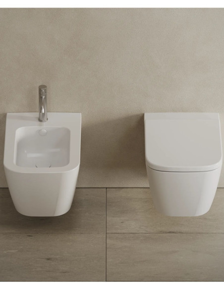 Pakabinamo WC komplektas - Tece 4in1 rėmas + unitazas Hatria TECNA VORTEX su sūkurio nubėgimu + lėtai nusileidžiantis dangtis