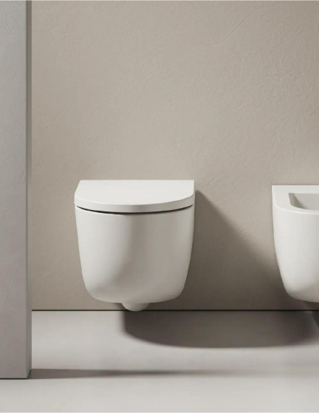 Pakabinamo WC komplektas - Tece 4in1 rėmas + unitazas Hatria FUTURA VORTEX su sūkurio nubėgimu + lėtai nusileidžiantis dangtis