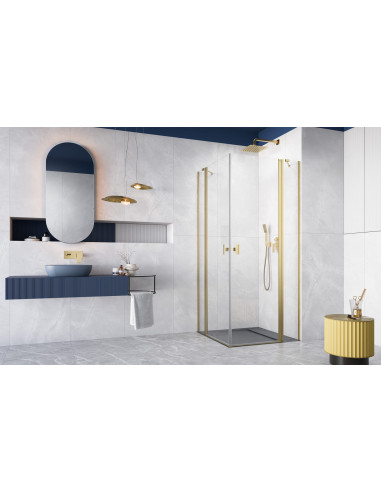 Kampinė dušo kabina Radaway Nes Brushed Gold KDD II