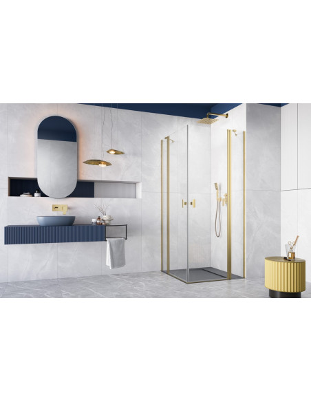 Kampinė dušo kabina Radaway Nes Brushed Gold KDD II
