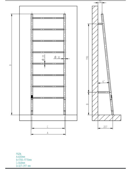 Elektrinis rankšluosčių džiovintuvas Maia 1700x600