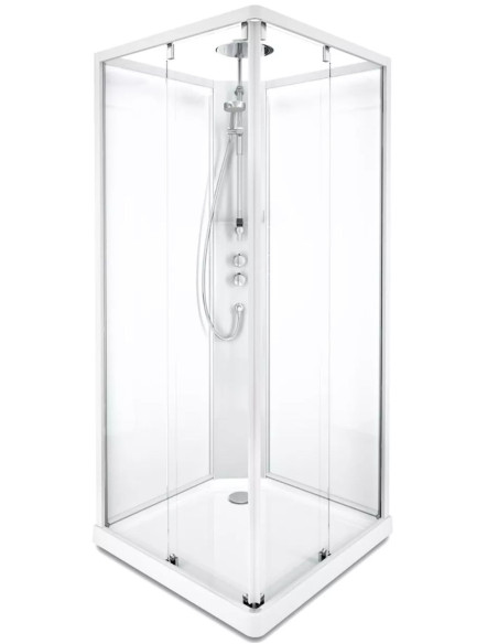 Dušo kabina Showerama Contura 10-5 Comfort su galinėmis sienelėmis ir maišytuvu 90x90