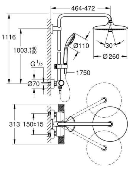Termostatinė dušo sistema Grohe Euphoria System 260