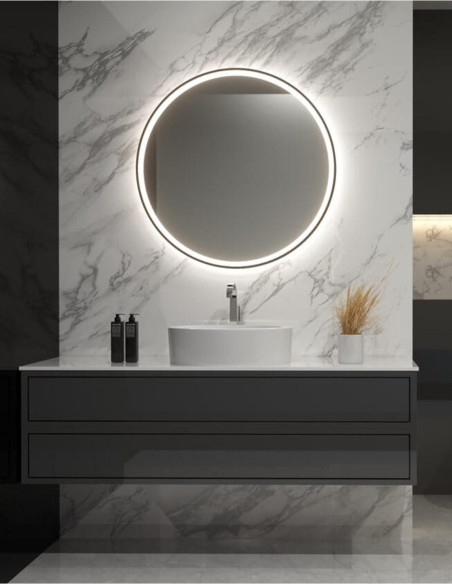 Apvalus veidrodis LUPE PLUS 100 su LED apšvietimu, auksiniu rėmeliu