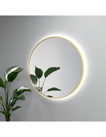 Apvalus veidrodis RONDA PLUS juodais rėmais ir LED apšvietimu