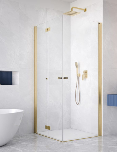 Kampinė dušo kabina Radaway Nes Brushed Gold KDD B + KDD I