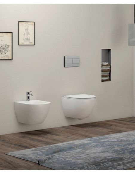 Pakabinamas unitazas Comoda EasyClean su plonu Slim SoftClose dangčiu