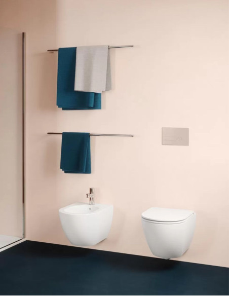 Pakabinamas unitazas Comoda Compact 50 VORTEX SuperGlaze su sukūriniu vandens nuleidimu su SoftClose dangčiu